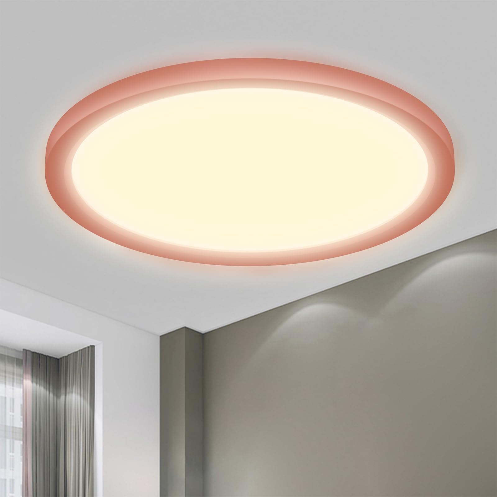 LQWELL® Plafoniera Lampada da soffitto a LED, Lampada da bagno impermeabile IP44 Rotonda Piatta 18W 3000K 1600LM Sottile per Soggiorno Bagno Camera da letto Cucina Seminterrato Ufficio, 220 * 24mm