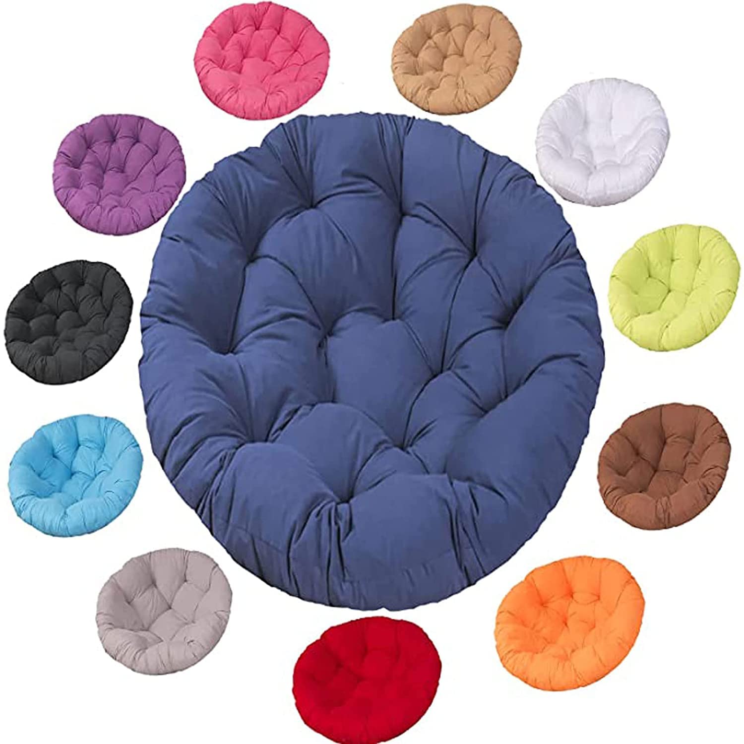 SHAIRMB Papasan Round Chair Cushions, Thicken Papasan Chair Cushion, Swing Chair Cushion Outdoor, for Outdoor Garden, Balcony and Living Room, Outdoorn,navy blue,110x110cm