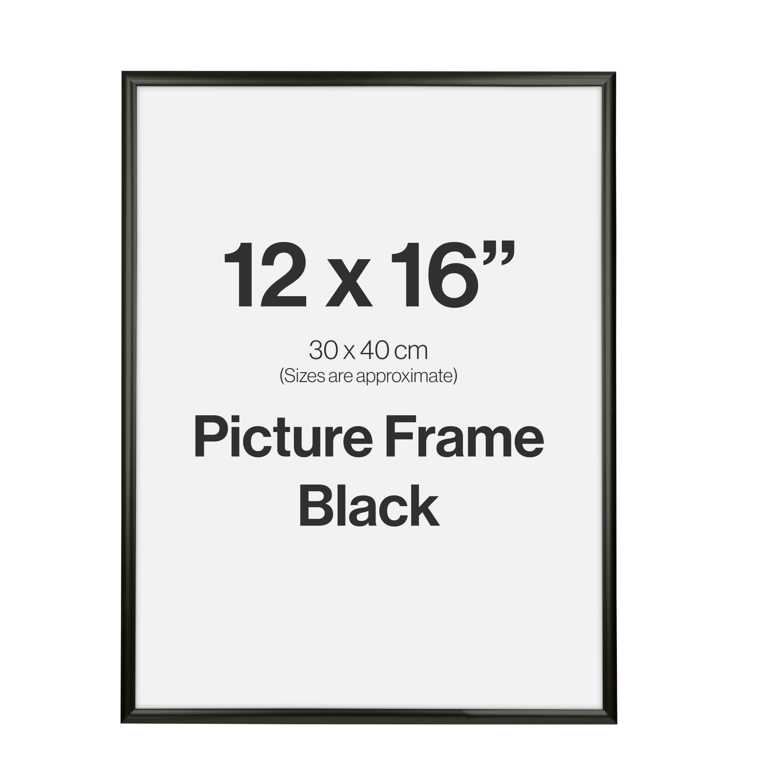 Modern Black 12x16 Photo Frame for 12x16 (30 x 40cm) Photos or Pictures, Plexi Glass, Wall Mounted Landscape or Portrait