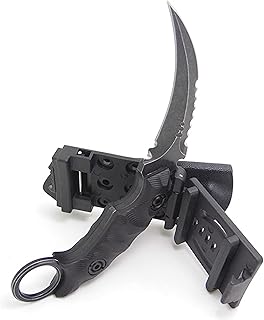 Akatomo Couteau de Chasse en Plein air avec Gaines Kydex,Couteau à Lame Fixe D2 Manche en Fibre de Verre en Acier,Outils EDC pour Le Camping la randonnée Le Cyclisme la Survie Le Barbecue