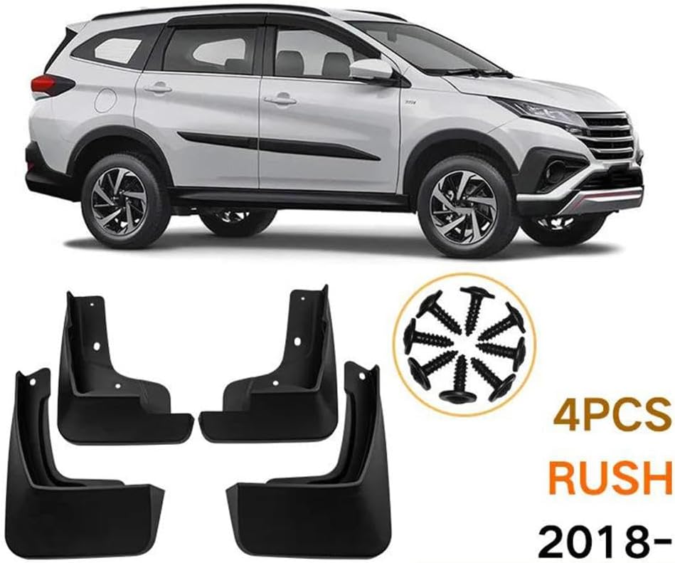 Car Splash Guards Fender Set Parts Front Rear Mud Flaps Automotive Accessories, for Toyota Rush 2018-2023, Black