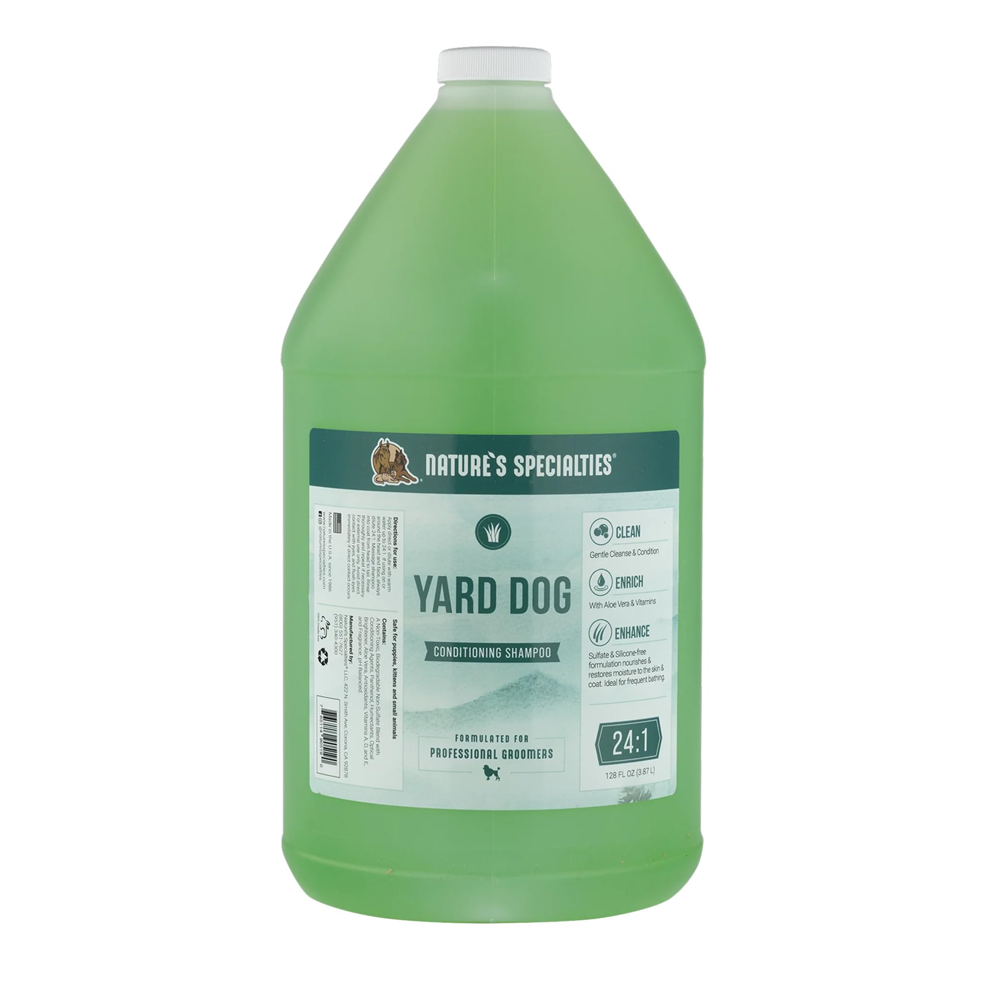 Nature's Specialties Yard Dog Shampoo für Hunde & Katzen - Sensitiv Hundeshampoo - Pflegendes Shampoo für Hunde - Entfettung & Tiefenreinigung - Sanfte Formel - Frischer Duft, 3.8L