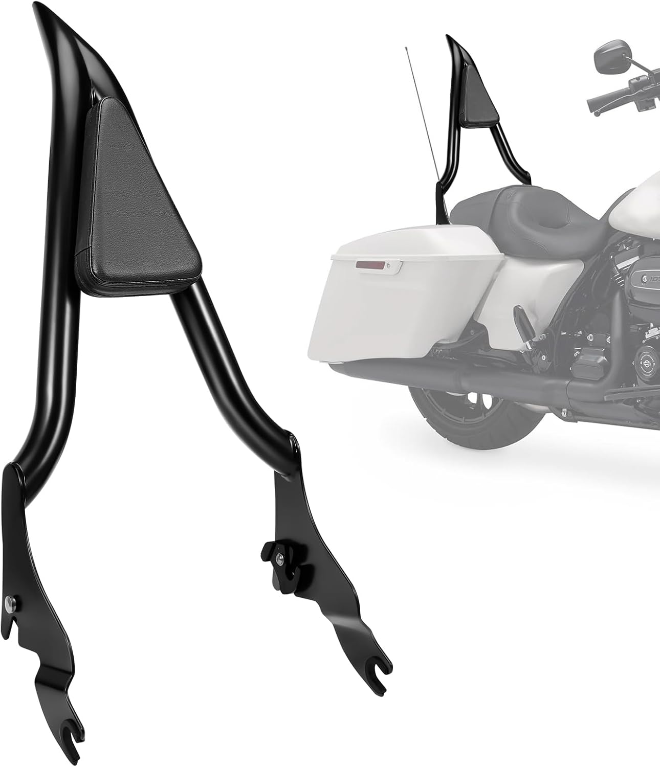 26" Motorcycle Sissy Bar for Harley, Integrated Passenger Backrest for Touring CVO Street Glide Road Glide Electra Glide Road King FLHR FLHX FLHT FLTR 09-UP