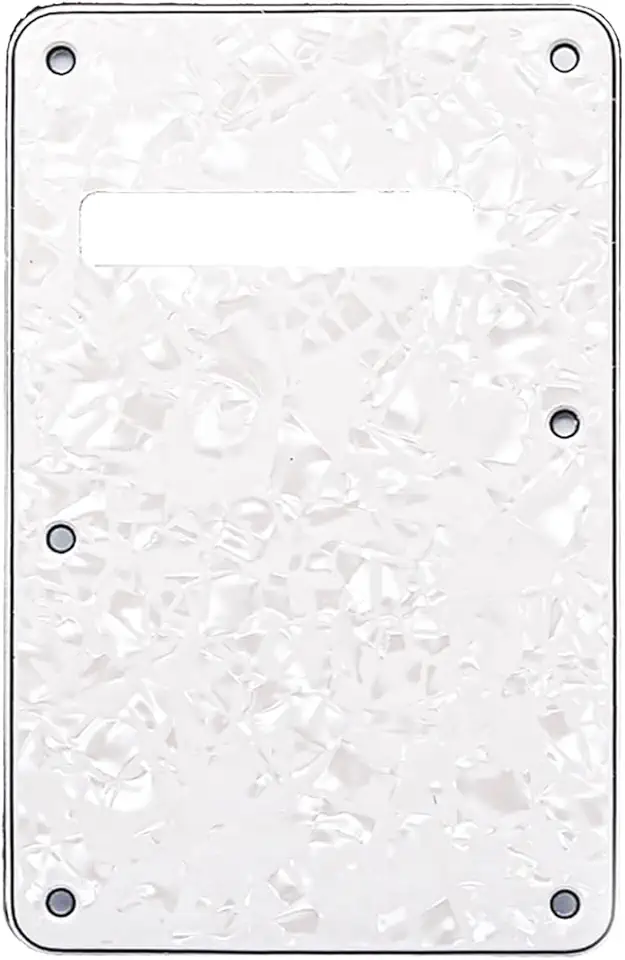 6 furos PVC Strat placa traseira Tremolo Trem Cavity Cover para Fender EUA/Mexican Standard Stratocaster guitarra elétrica estilo moderno, pérola branca - 4ply