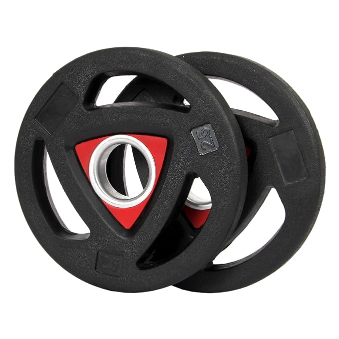 Body Maxx Rubber Coated Olympic Barbell/Rod Plates, 3 Cut Stearing with 50mm Internal Dia (Pack of 2 PCS) (2.5 KG X 2 Piece)