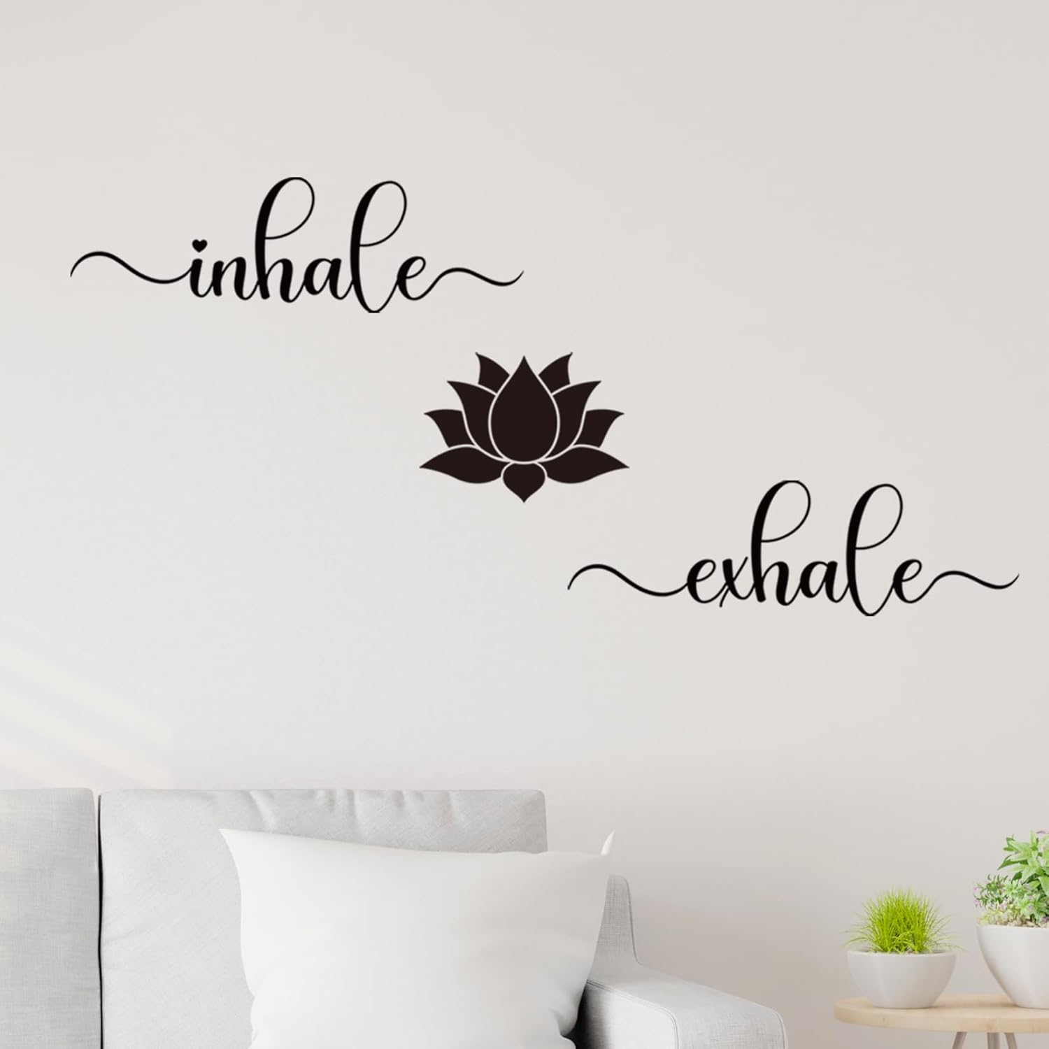 Vancetyno Inhale Exhale Vinyl Wall Decal - Bedroom Yoga Relax Wall Art Lotus Home Decor