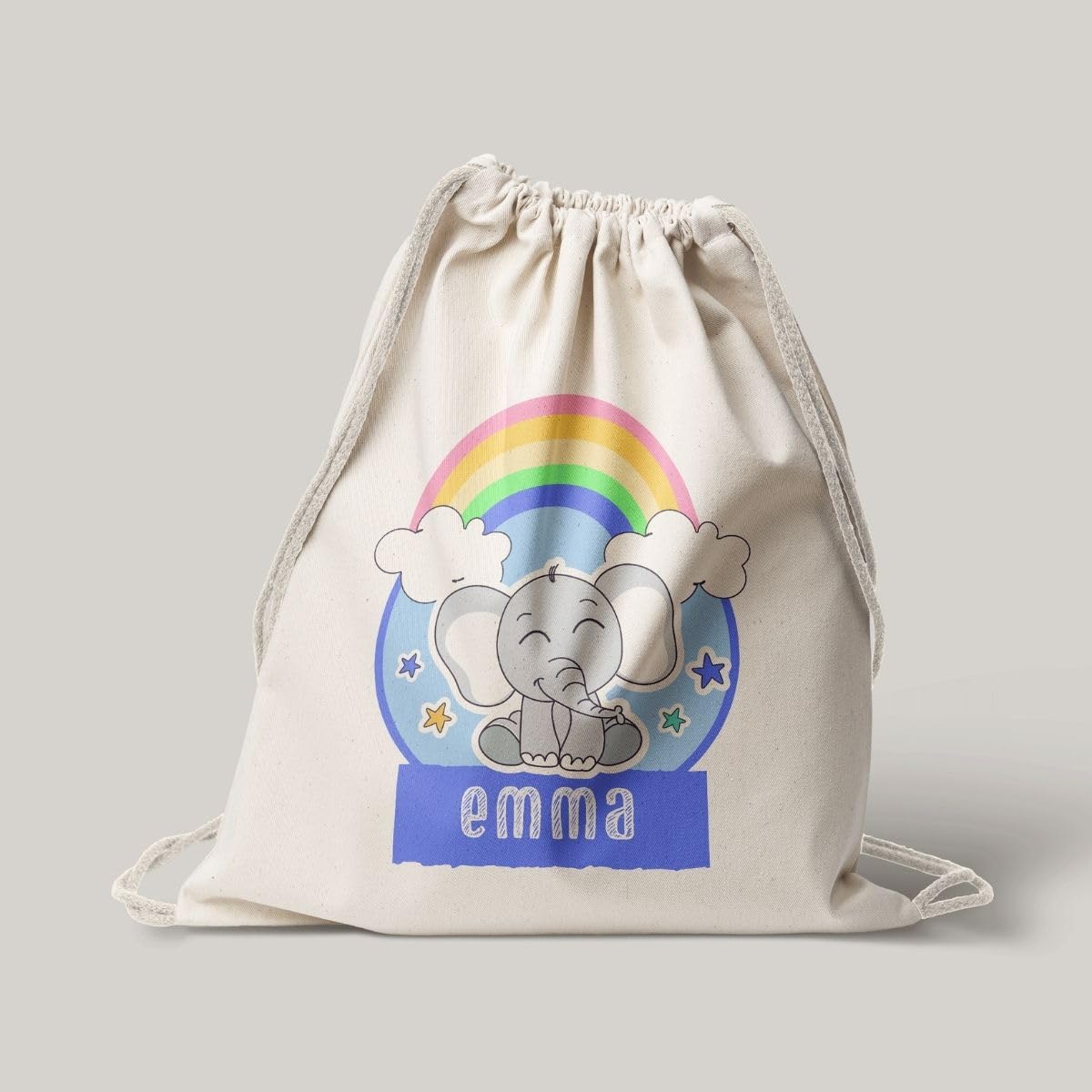 Mochila Personalizada Algodón Diseño Infantil Bolso Saco con Cuerdas Hecho en España