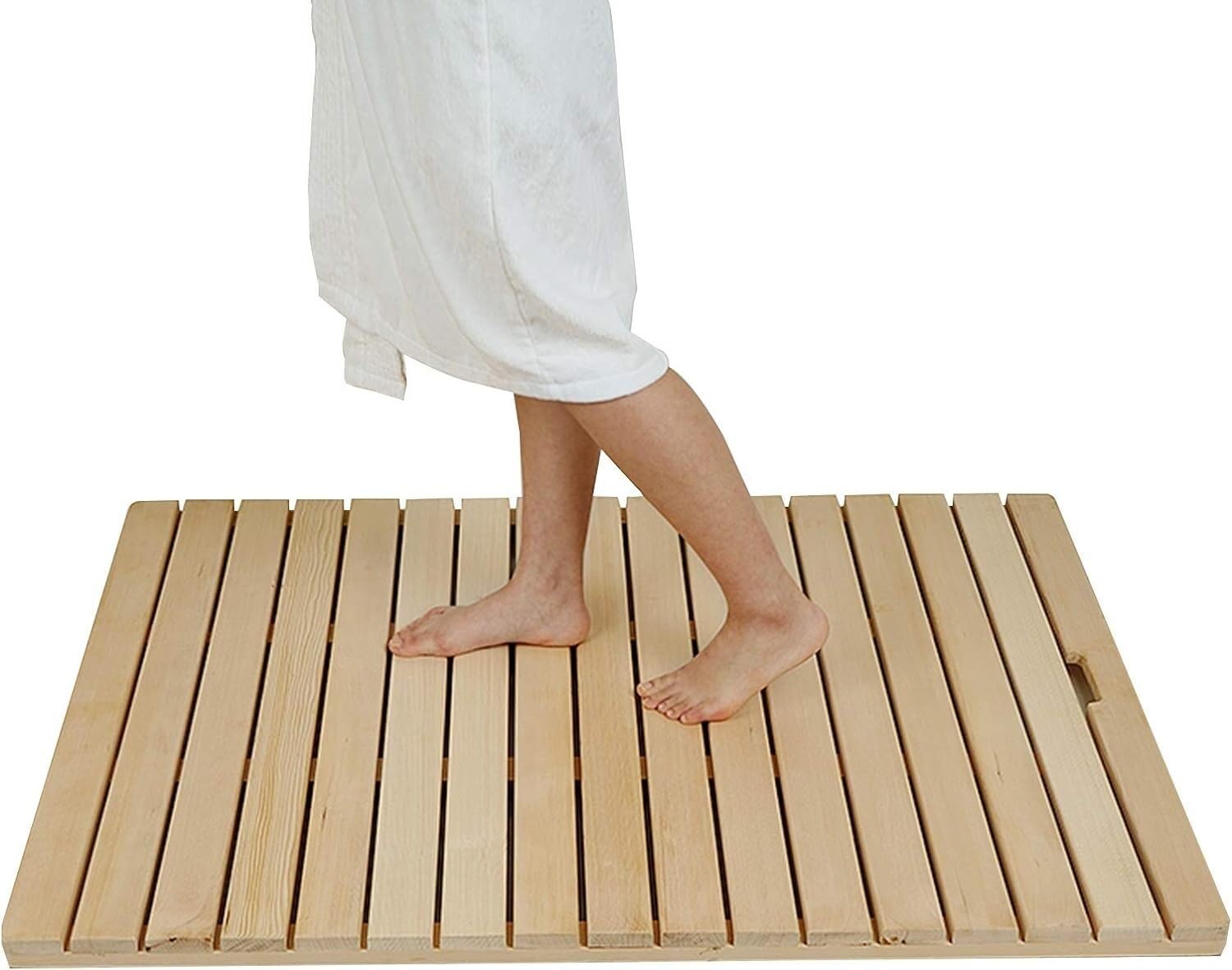 BHGFYXBS Wood Shower Bath Mat Bathroom Non-Slip Foot Pedal Kitchen Foot Pad Customizable Size,A-70x80cm
