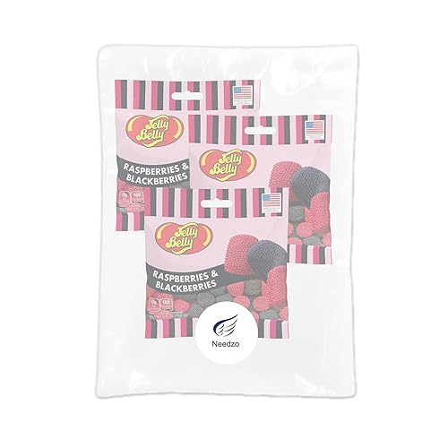 Miniatura 4 de Needzo Bolsas de bocadillos de gomitas de Jelly Bean Frambuesas y moras para llevar, caramelos masticables de tamaño bocado, caramelos de goma con
