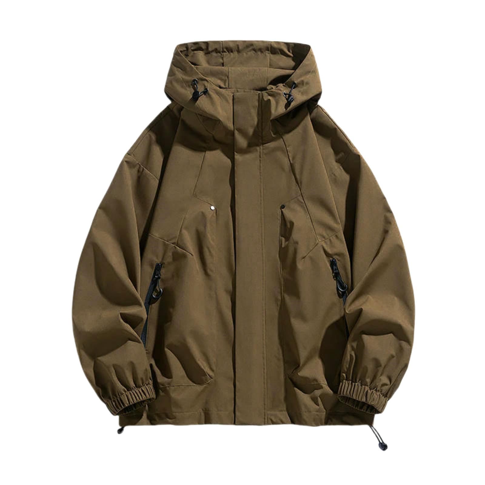 Cappotto Uomo Giacca da con Cappuccio Trench di Paintini Maestro Oversize Plus Size per Campeggio Nero Impermeabile Sottile Sottile-Cachi-m