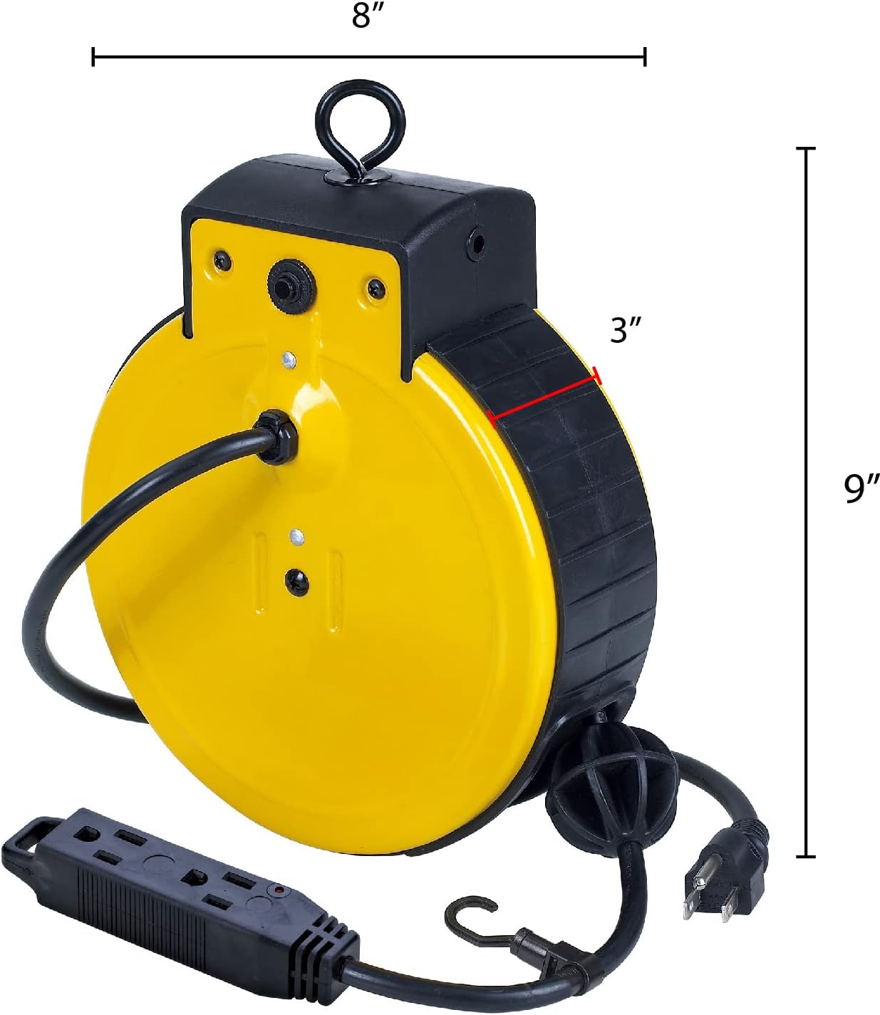 Alert 3225ATC Retractable Cord Reel, 25 Foot 16/3 SJT Cord with Tri Tap Outlets and Circuit Breaker
