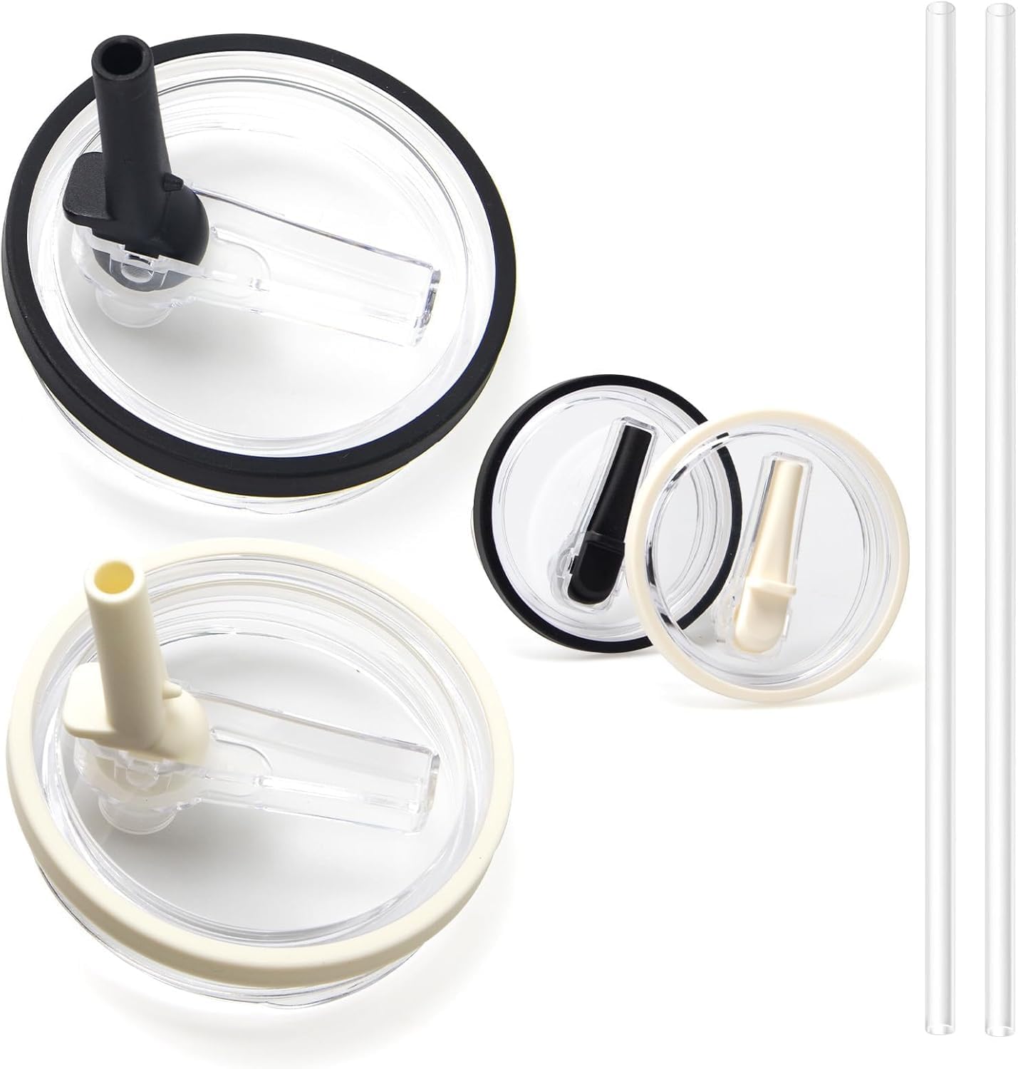 Stanley Lid Replacement 40 oz no Spill Lid Leak Proof Spill Proof Cup Lid Stanley Quencher Cup Lid Accessories (Black&Ivory White)