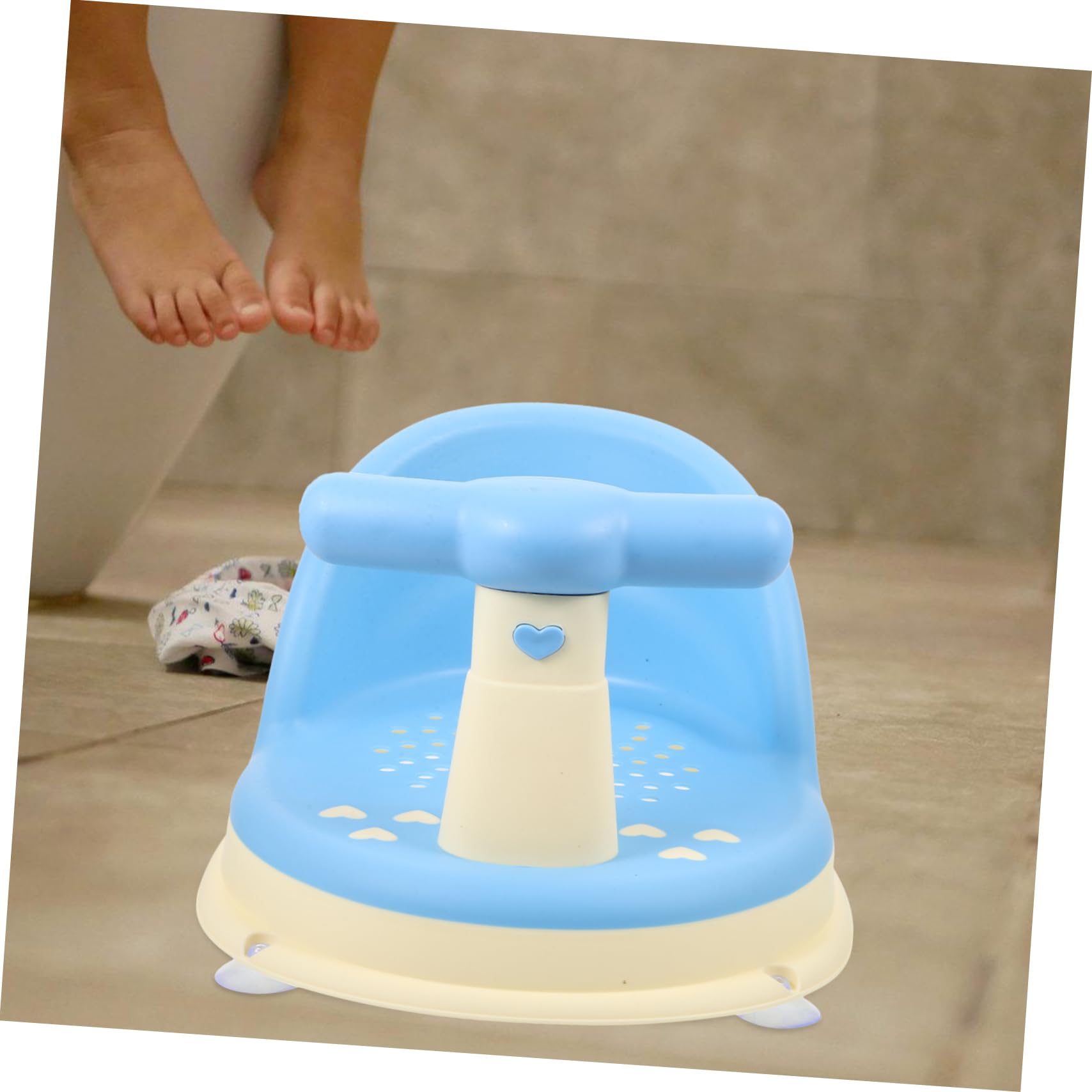 Asiento de Baño para Bebés Respaldo Azul Pp, Estable y Antideslizante