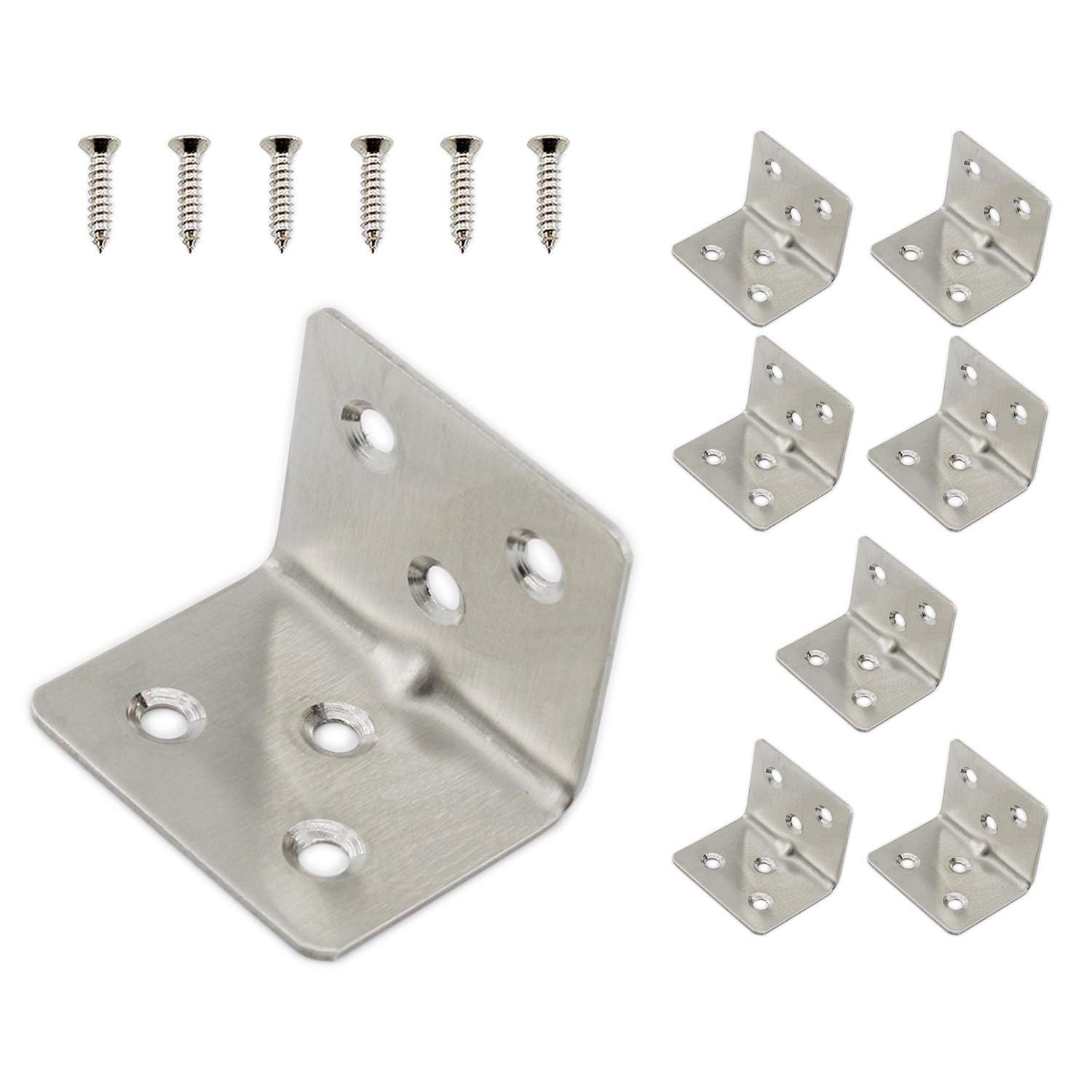 12-Pack Heavy Duty Corner Braces – 67mm Stainless Steel L-Brackets With 90 Screws, Rustproof 7-Hole Right Angle Brackets For Furniture, Cabinets & Shelves