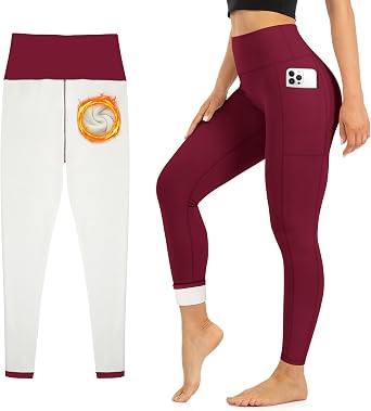 Blisset Womens Fleece Lined Leggings Thermal Warm Winter Tights High Waisted Soft Yoga Pants with Pockets
