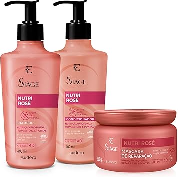 Eudora Kit Siàge Nutri Rose: Shampoo 400ml + Condicionador 400ml + Máscara Capilar 250g Menor preço em Eudora Kit Siàge Nutri Rose: Shampoo 400ml + Condicionador 400ml + Máscara Capilar 250g