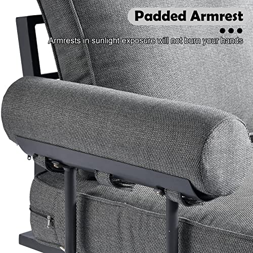 Hooowooo Aluminum Patio Furniture Set Outdoor Patio Conversation Set,7 Pieces Weather Resistant Outdoor Furniture Sofa Set With Armrest Cushion,Gray Frame Gray Cushion #TOP1