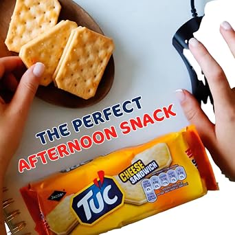 Biscuits Cracker Bundle with Jacob's TUC Sandwich Snack Crackers 150g - 10 Pack | Two Savoury TUC Biscuits Sandwiched with Cheese Flavoured Filling.