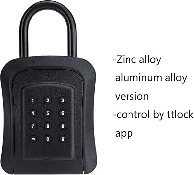 Smart Key Storage Lock Box IPX5 Waterproof Dynamic Password Key Safe Alloy Box Bluetooth Remote Control Safe for Home Office TTlock with Hook