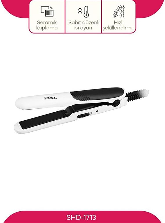 Sinbo SHD-1713 Mini Hair Straightener – Travel Type, Compact Size, Fast Heating, Straightening Device