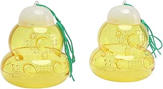 Wasp Trap Outdoor Hanging, Honey Bee Trap, Hornet Outdoor Wasp Deterrent Killer, Reusable Carpenter Bee Traps for Outdoors Trapping Wasp, Hornet, Insects (Yellow)