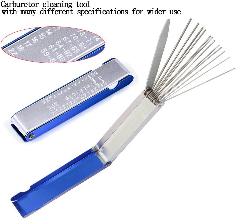 CKANDAY 3 Set Carburetors Carbon Dirt Jet Remove Cleaner, 2 Pcs of 13 Cleaning Wires Set + 10 Cleaning Needles + 5 Nylon Brushes Tool Kit Compatible Motorcycle ATV UTV Moped Welder Carb -Blue/Silver : Automotive