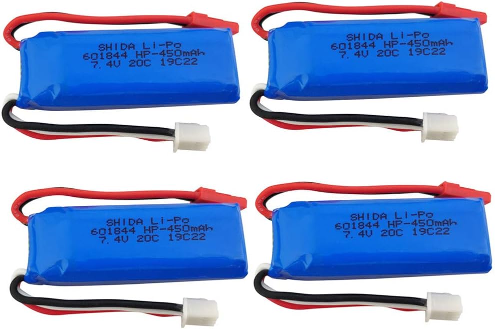 sea jump 7.4V 450mAh Lithium Battery for wltoys K969 K979 K989 K999 P929 P939 284131 High-Speed Remote Control Car Accessories High-Rate Lithium Battery (4PCS Lithium Battery)
