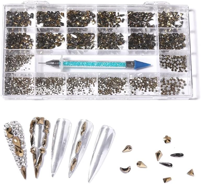 21 Grids Nail Art DIY Accessories Suit Shiny Jewels Rhinestones in a Storage Box - (Color: Style 3)
