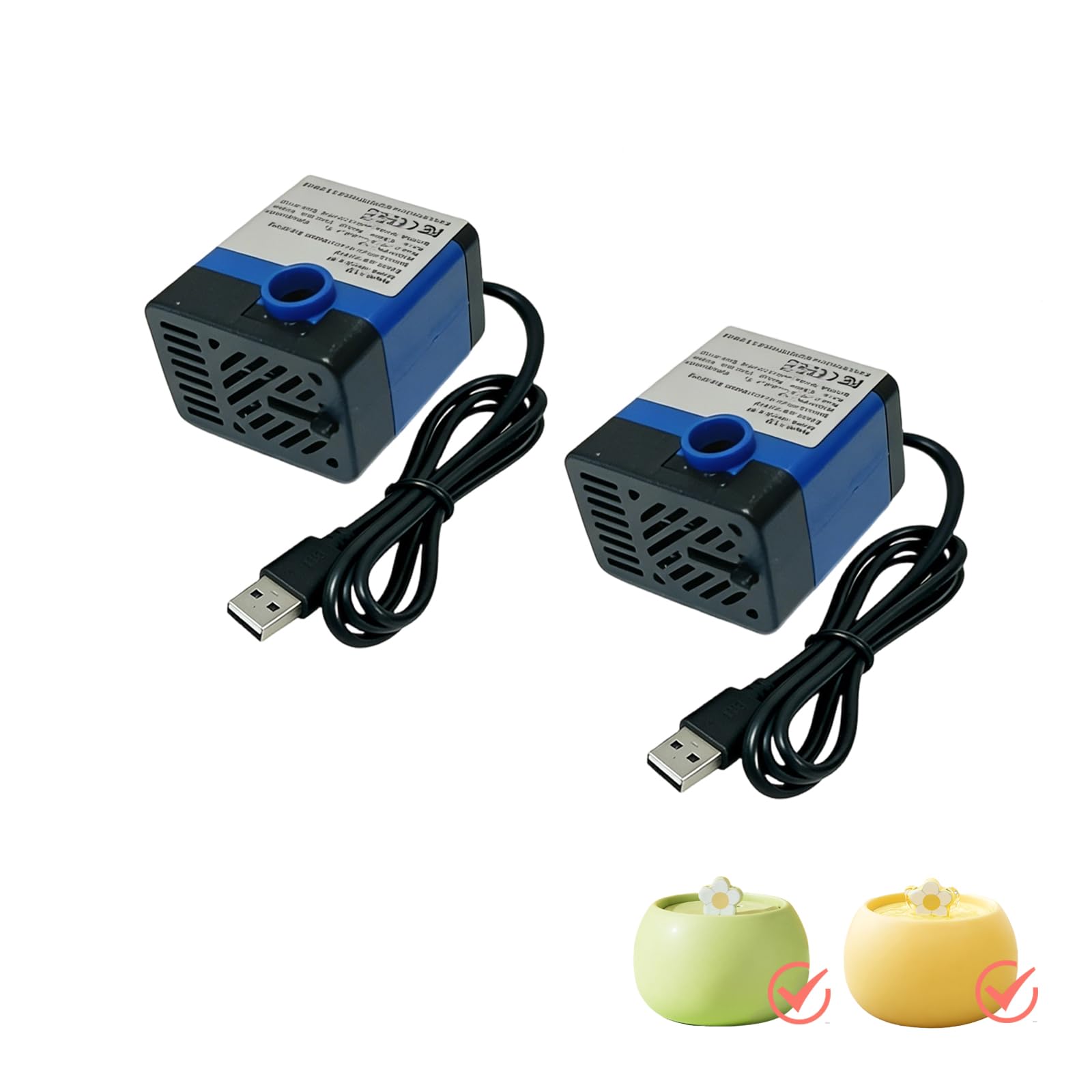 HMRCYTE Cat Water Fountain Pump, 2 Pack Replacement Pump