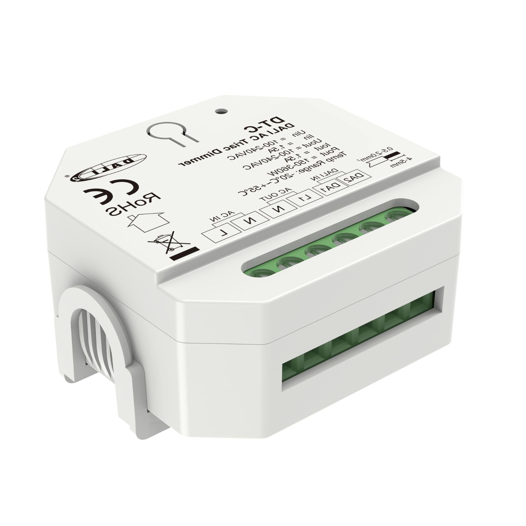 Mini AC DALI TRIAC Dimmer per Lampade LED Dimmerabili 220V, Taglio di Fase, Pulsante NO, DALI-2, 1 Canale 1,5A Max 360W, 56X56X37mm Per Scatola Incasso