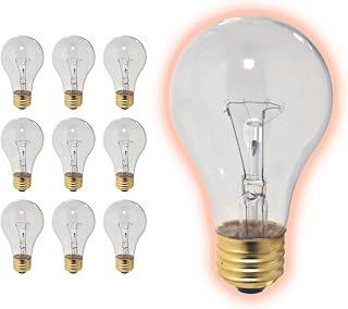 GoodBulb 4O-Watt Clear A19 Light Bulbs | Incandescent Restaurant Bulb with E26 Medium Base | 2700K Warm White Color 320 Lumens | Pack of 10 Bulbs Shatter Shield