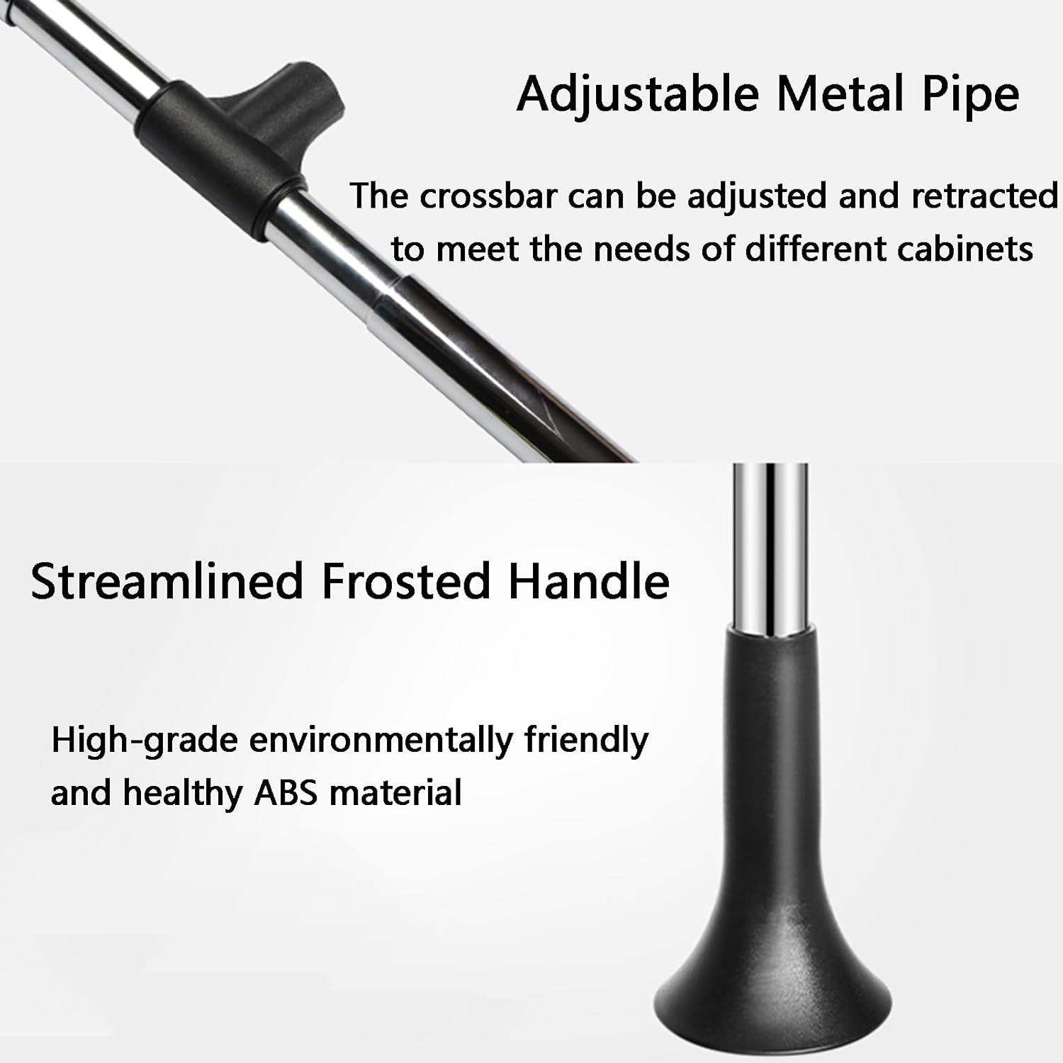 Pull Down Closet Rod,Can Be Mounted Sideways and Backside Wardrobe Rod,Steel Pipe Retractable 16.54-59.06 Inches,Dynamic Load-Bearing 35lbs,Black-660-890mm