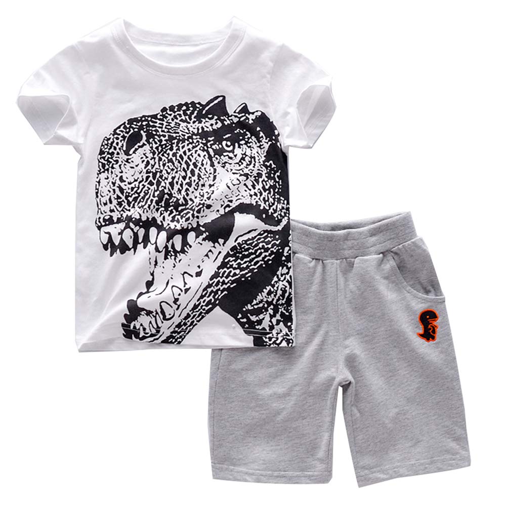 Toddler Boy Clothes Cartoon Cotton Summer Short Sleeve T-Shirt and Shorts Kids Outfit Set 2-7 Year
