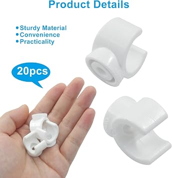 20 Pack 1/2 Inch Pipe Clamp, White, 16mm U-Shaped | Plastic PEX Clips, Pipe Hangers for PEX Tubing, PVC Water Tube Support, Cable Management