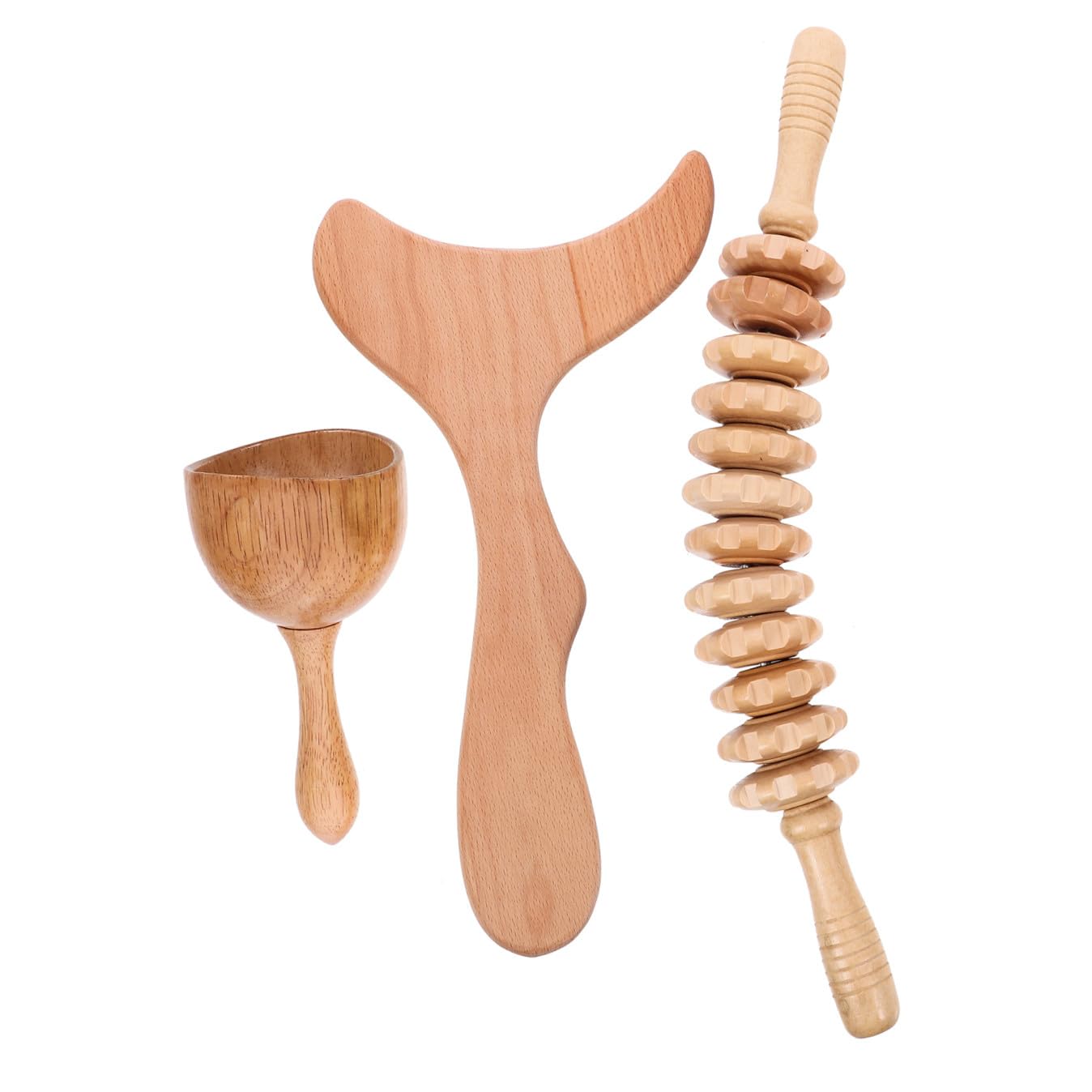 Barra de Masaje de Madera para Cuerpo, Portátil, Color Caqui | Herramienta Práctica, Diseño Especial, Ligera y Fácil de Guardar, Uso Doméstico, Apoyo para Hombros