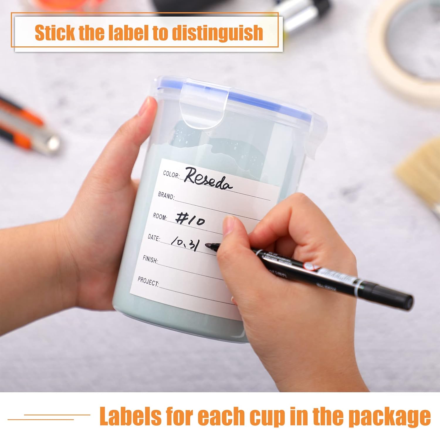 Remerry 8 Sets Paint Container with Stainless Steel Mixing Ball Touch up Storage Cups with Lids Paint Containers Storage Airtight for Repainting (1000 ml) - Image 4