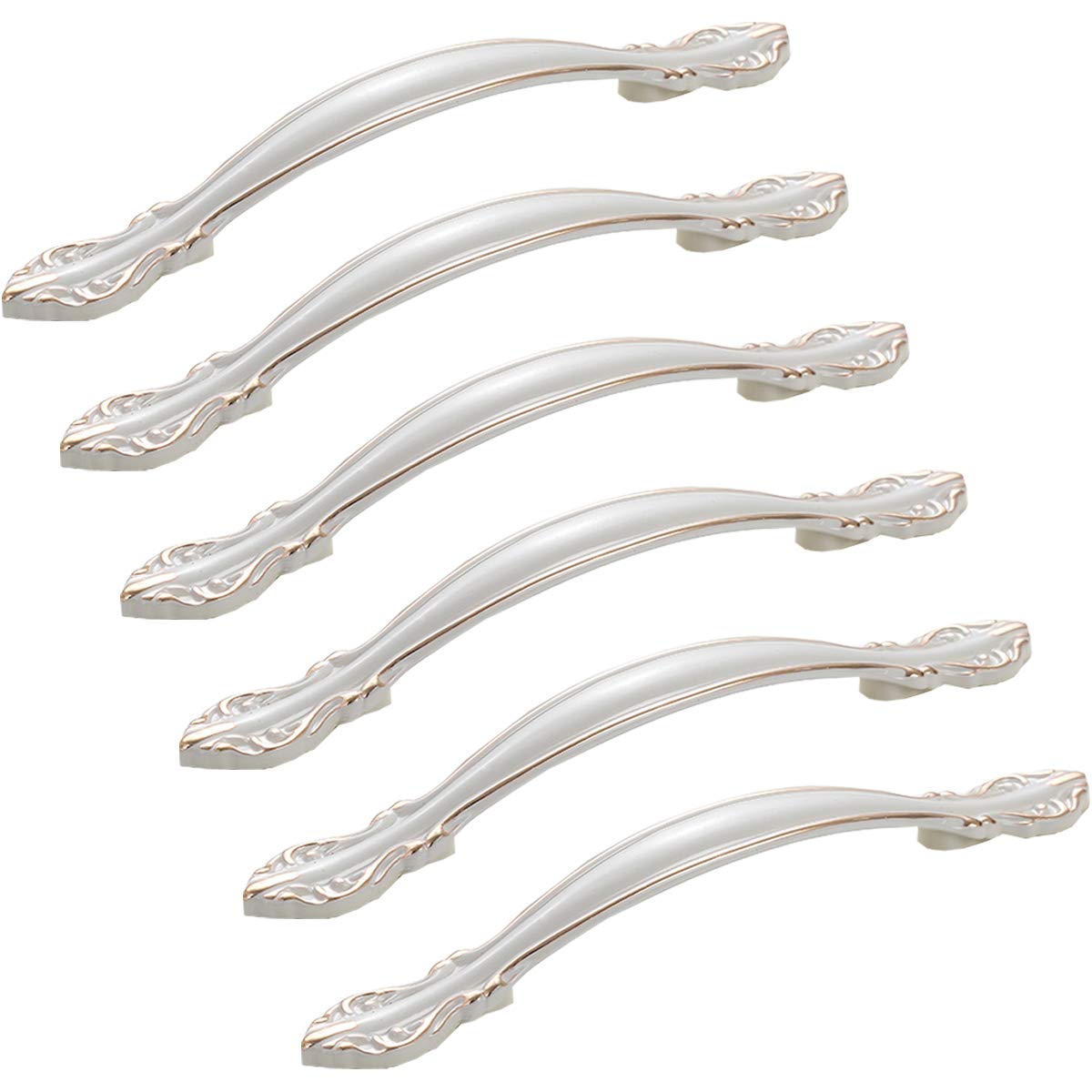 Poignées placard 128mm en zinc ivoire pour réparer et embellir vos meubles usés lot de 6