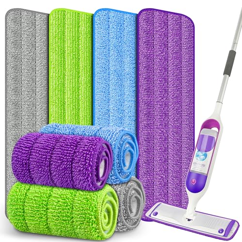 8 Pack Reusable Mop Pads for Swiffer PowerMop, Power Mop Pads 15'' Microfiber Refills for Hardwood Floor Cleaning, Machine Washable Dry Wet Use for All Floor Types