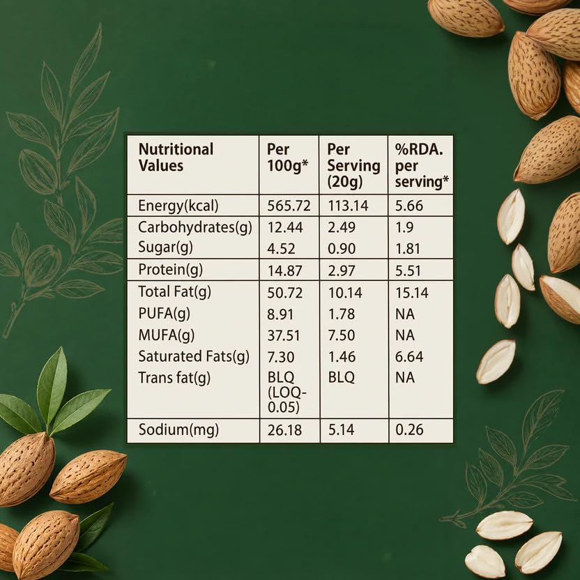 Image of Nectardale Kashmiri Mamra Almonds 250g | Premium Natural Mamra Badam | Crunchy, Rich & Nutritious Almonds | Healthy Dry Fruit Snack for Daily Wellness