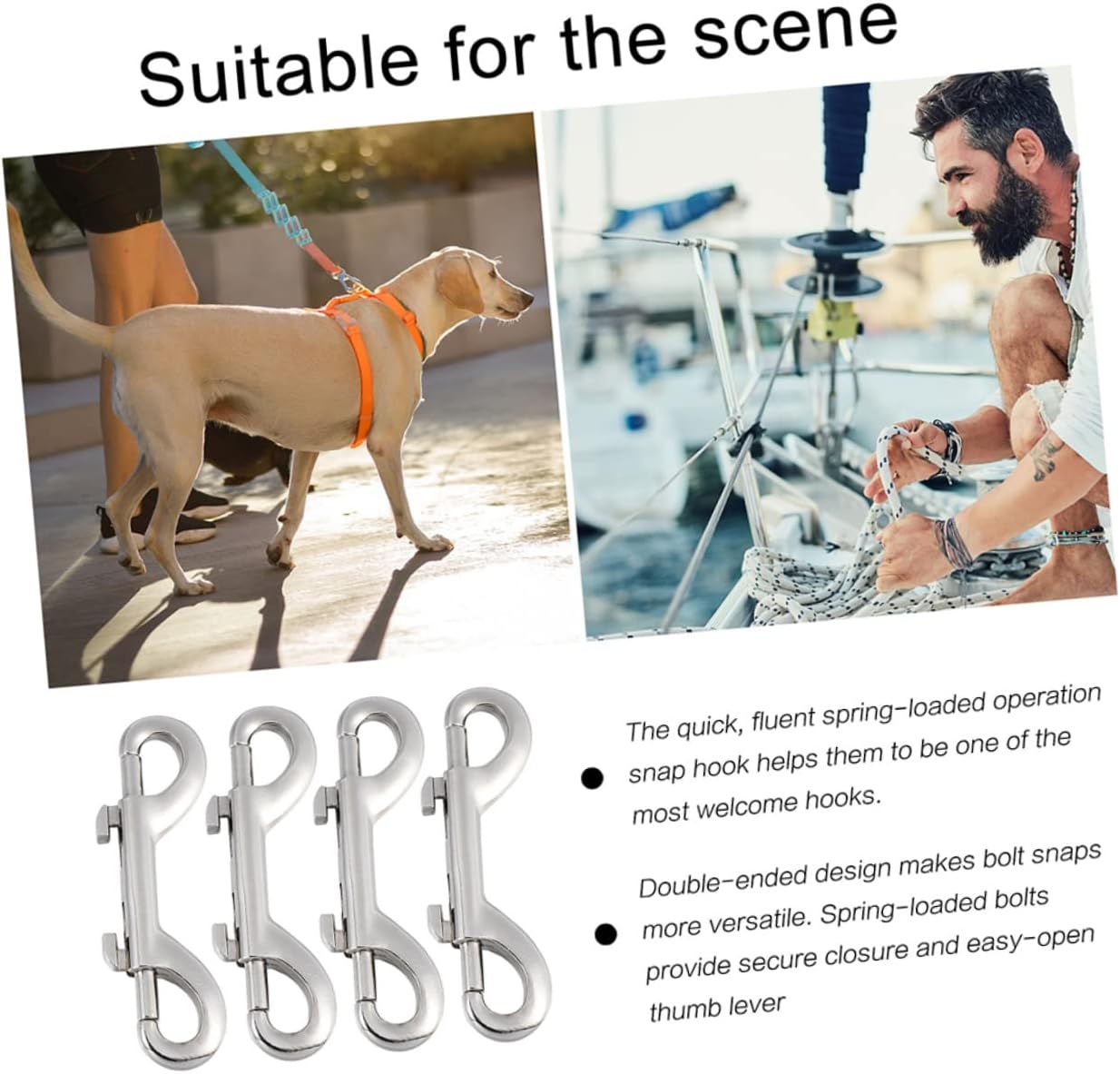 Double Ended Pulling Buckle Snaps Hook,Double-End 8pcs Two end Binding Hook Brass Keychain Double Ended Hook(Silverx3pcs,8.9X2CM)