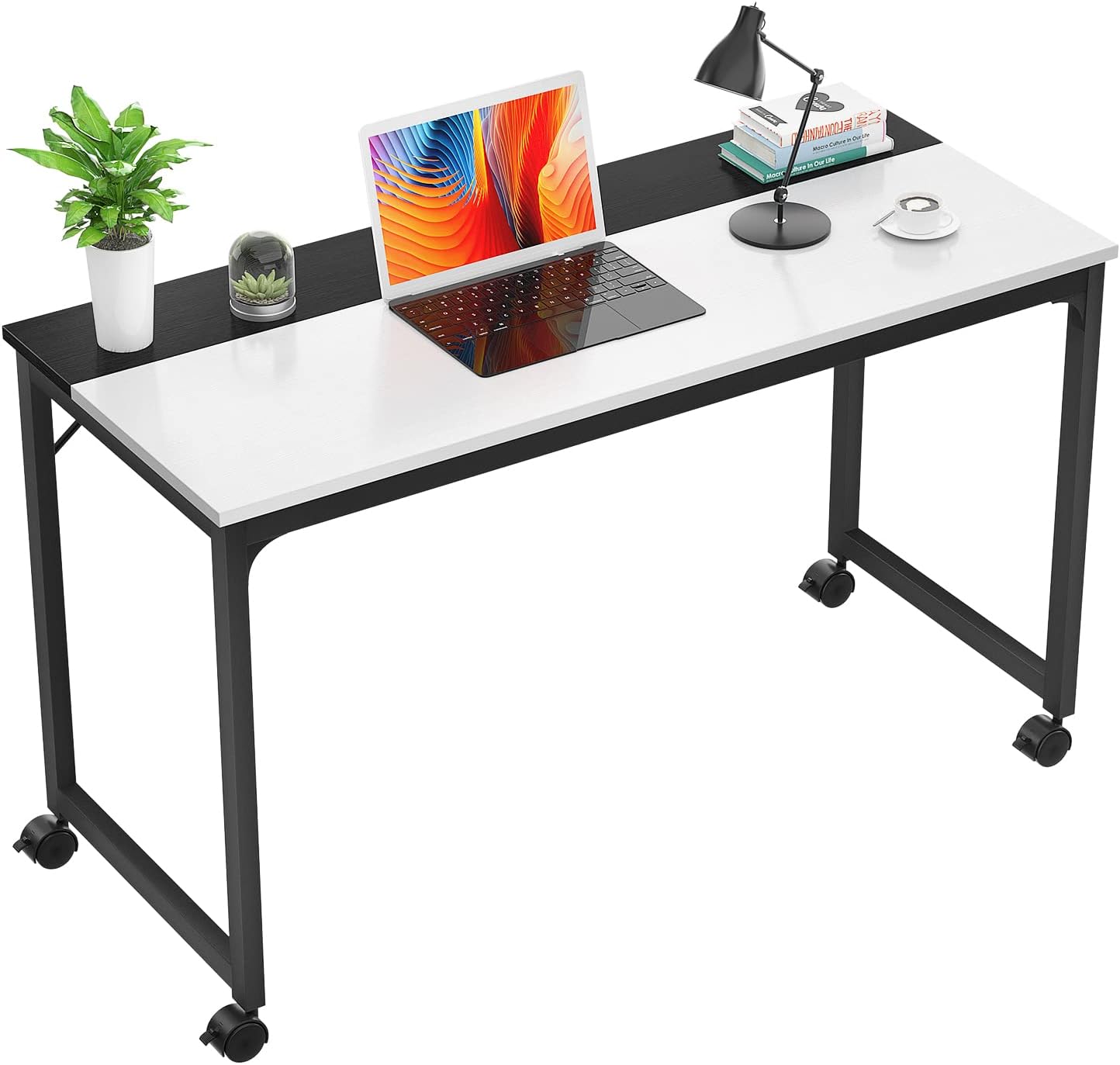 Foxemart Rolling Desks with Wheels, 47 Inch Portable