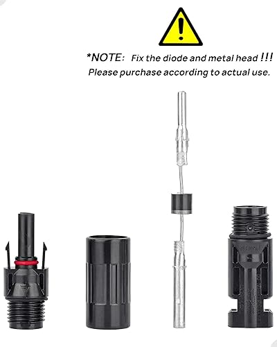 Miniatura 2 de Conector de panel solar fotovoltaico machohembra 20A diodo incorporado conectores de alambre solar impermeable anti-reflujo