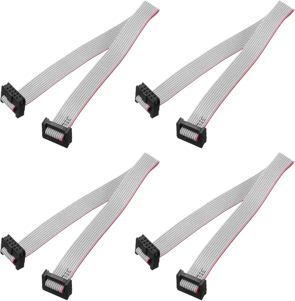 Generic 4 peças de cabo de fita plana IDC, passo de 2 mm, largura de 10 mm, 20 cm de comprimento, 10 pinos FC para FC, conector de fita plana para PC, telas de LED