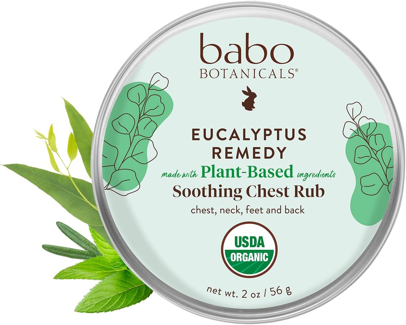 Babo Botanicals Eucalyptus Remedy Plant Based Soothing Chest Rub, Organic, Vegan, Multicolor, 2 Oz