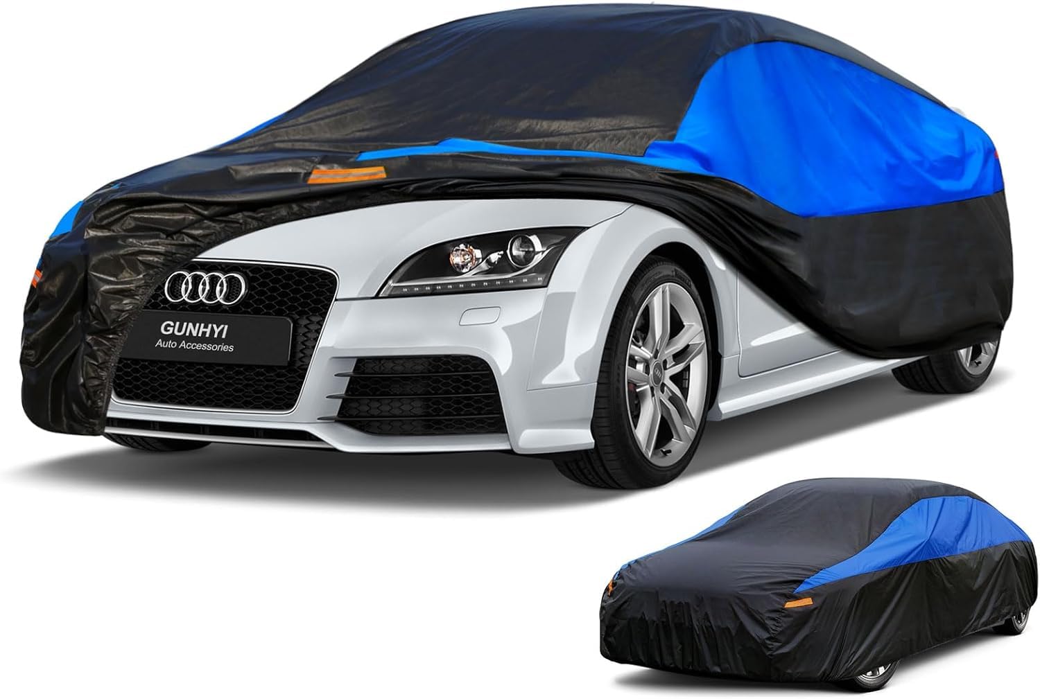 Gunhyi Autoabdeckung Wasserdicht und Atmungsaktiv, Vollgarage Autoplane für Porsche 718, BMW Z4 M2, F Type, VW EOS, Audi TT, Toyota Supra Etc. Schutz Vor Regen, Sonne und Staub. (Bis zu 450 cm) 3M