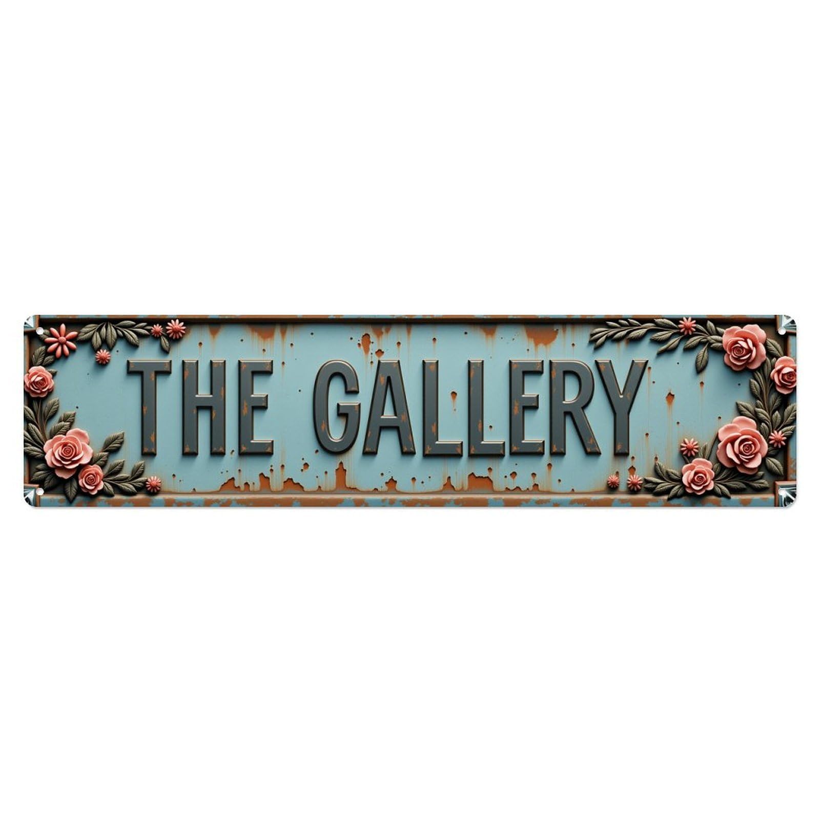 Floral Rustic Sign Art Decor Vintage Metal Tin Sign Retro Wall Decor for Home Bar Garage Cafe, Indoor & Outdoor Decorative，Metal Poster, 4x16 Inch