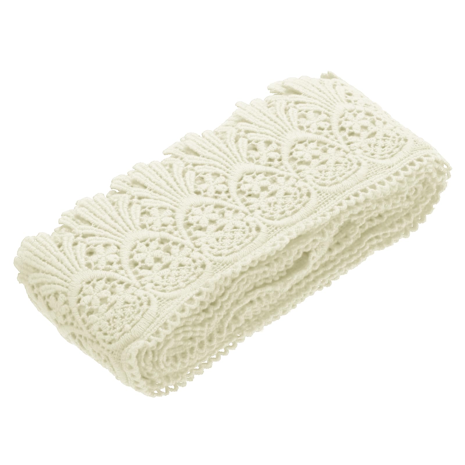 sourcing map Cotton Lace Trim Vintage Crochet 3inch x 9yard Beige Stretch Lace Edge Ribbon for DIY Scrapbooking Clothes Curtain Slipcover Fabric โ image 1