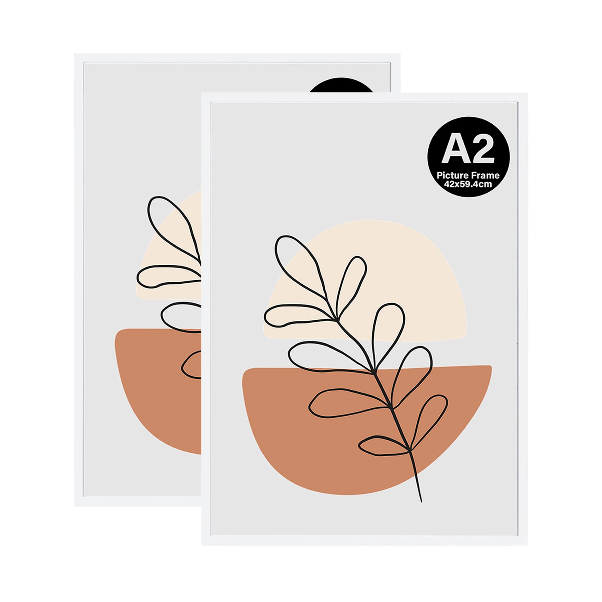 Kaiwin White A2 Picture Frame, 2 Pack Photo Frame, A2 Poster Frame (59.4X42cm), Wooden Photo Frame Used For Photos, Pictures, Posters，Puzzles
