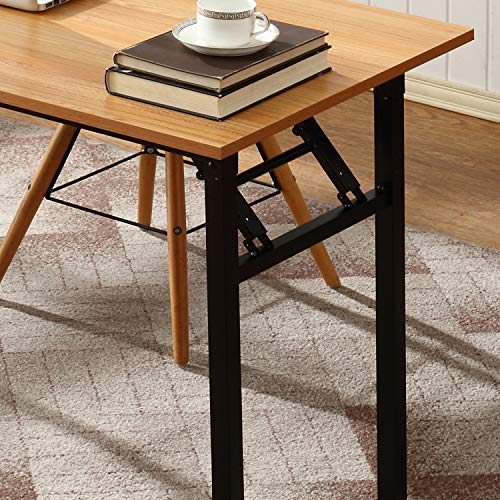 Need Home Office Desk 47 Inches Folding Computer Table Workstation No Install, Teak, Teak And Black #TOP7