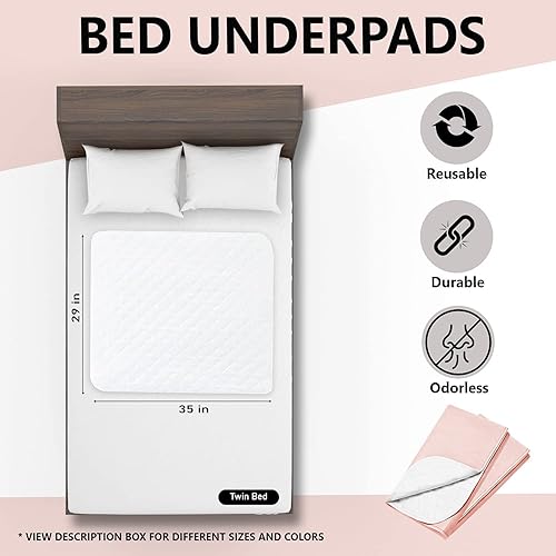 Miniatura 2 de Almohadilla de cama reutilizable, impermeable y lavable, protector de colchón absorbente, almohadillas de cama para incontinencia, almohadillas